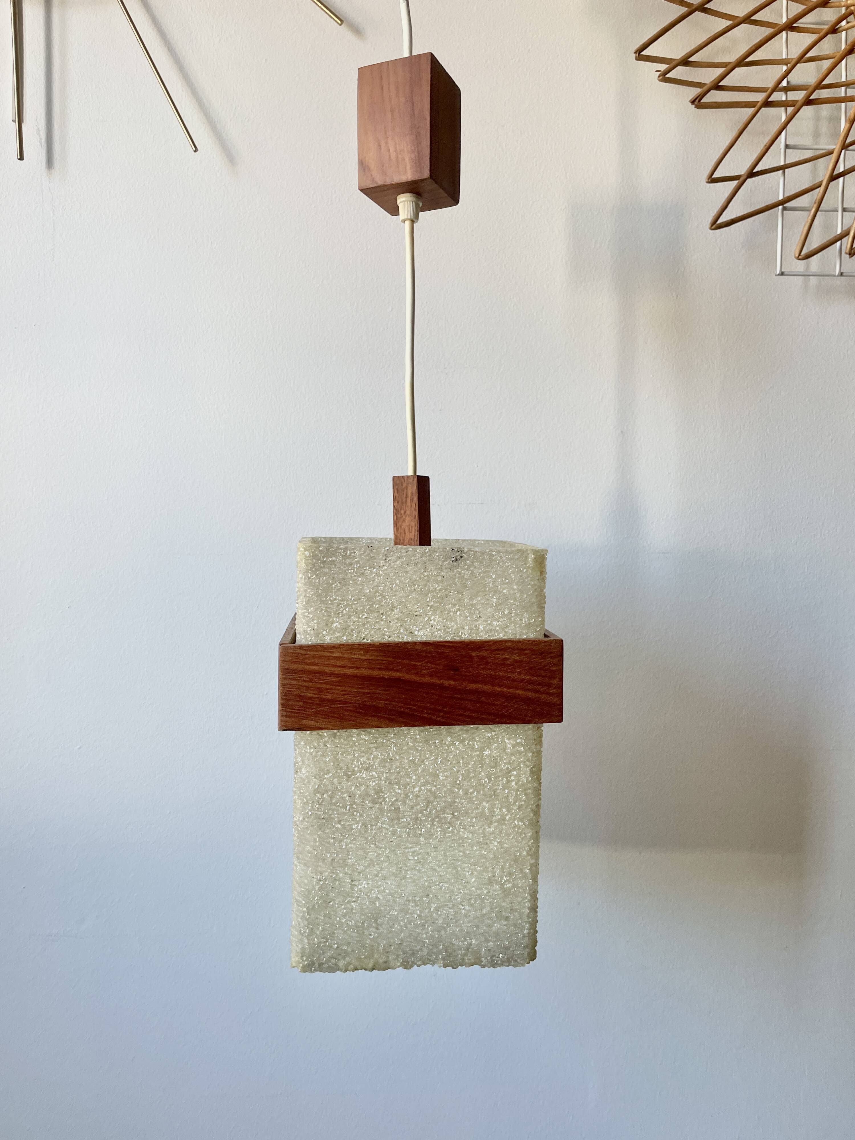 Teak and perspex pendant light from the 60s