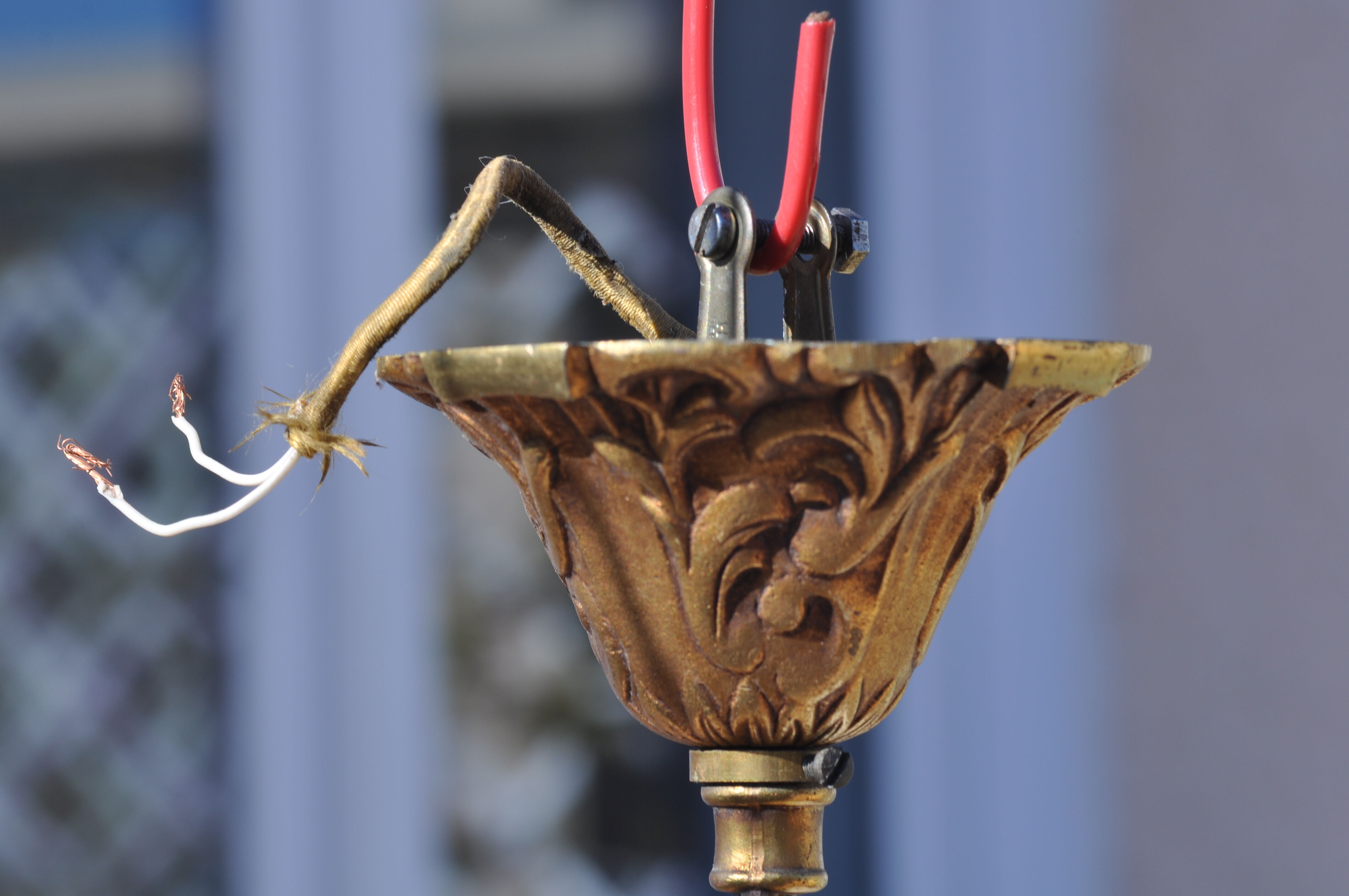 Bronze cage chandelier with grapevines