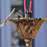 Bronze cage chandelier with grapevines