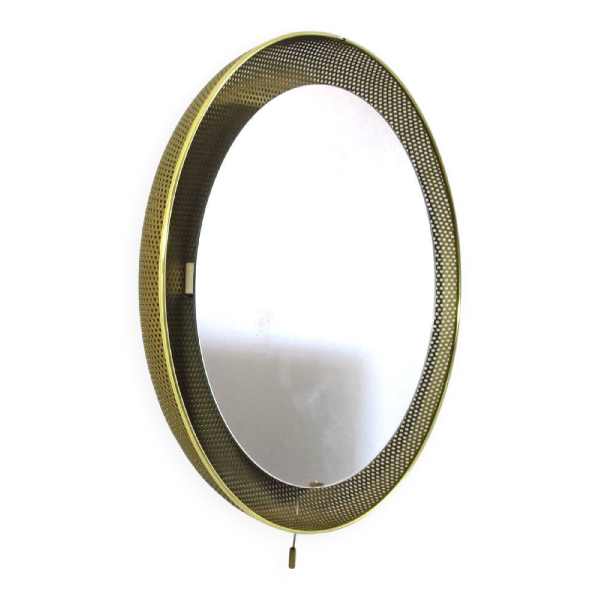 Gold Mathieu Mategot for Artimeta 1950s vintage mirror with light