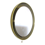Gold Mathieu Mategot for Artimeta 1950s vintage mirror with light