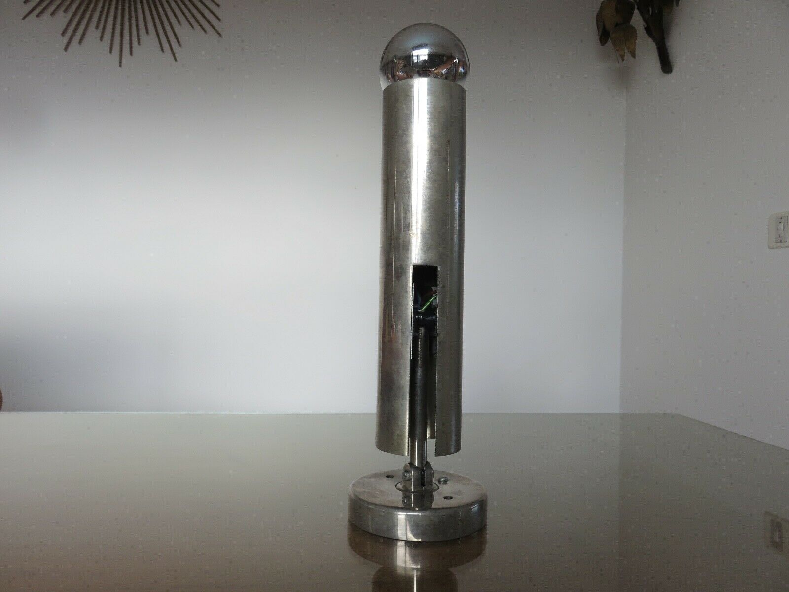 Minimalist wall lamp " lita " articulated in chrome brass 70s