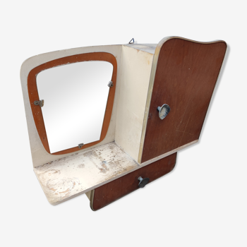Toilet cabinet or medicine cabinet wood mirror vintage 50 60