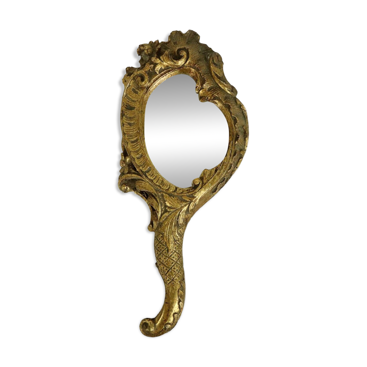 Old Gold Hand Mirror Make Up Mirror Classic Baroque Style