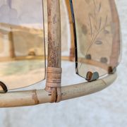 Vintage rattan and smoked glass pendant – 1970s