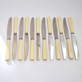 Set of 12 vintage knives in ivory resin by louis springer strasbourg 19.5cm