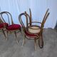 Set of 6 Vintage Bentwood Dining Chairs Set: 1970s , Red Uphols