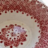 Antique Saint-Amand faience salad bowl model 2078 – Burgundy geometric pattern