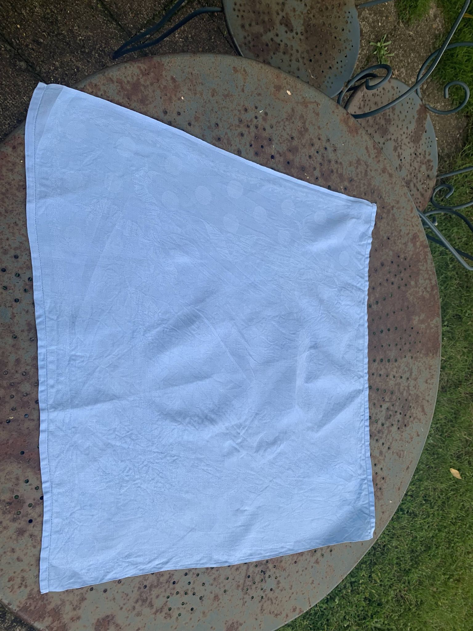 6 large vintage blue dyed damask cotton napkins
