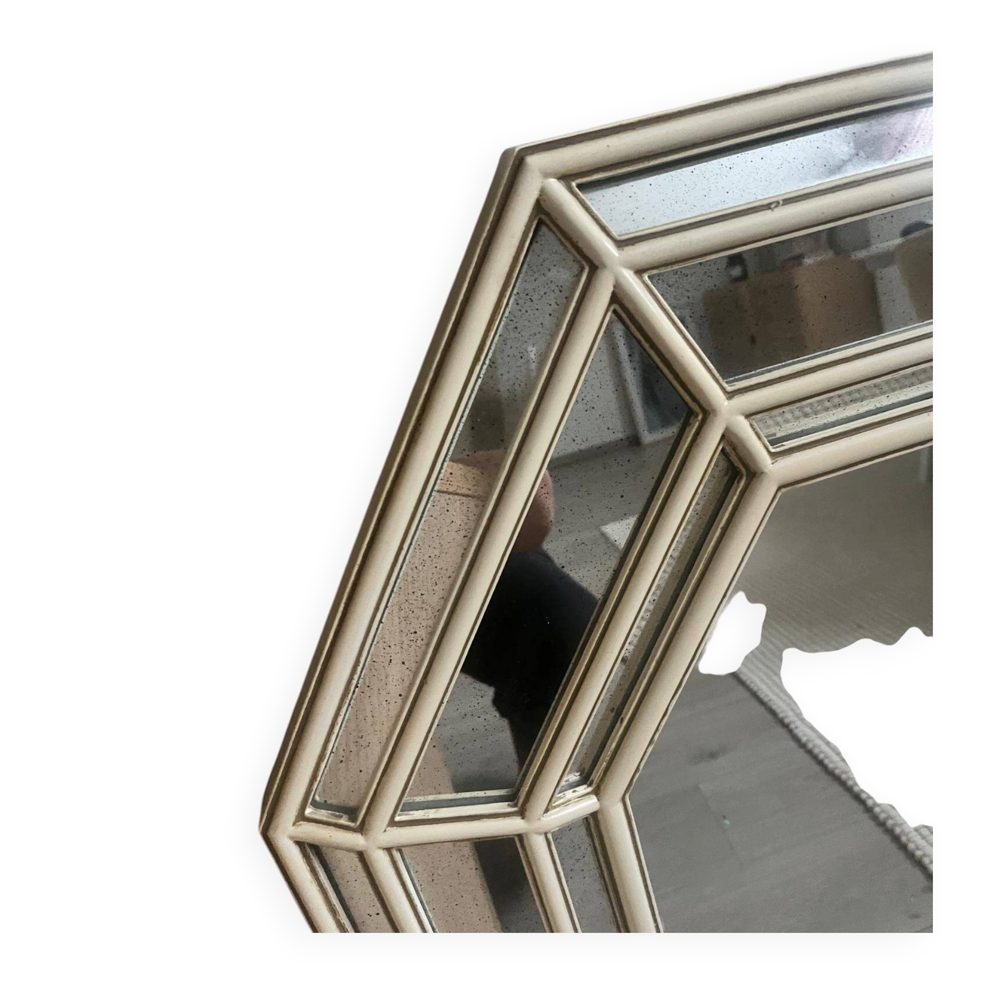 Vintage octagonal faceted mirror, circa 1970-1980.