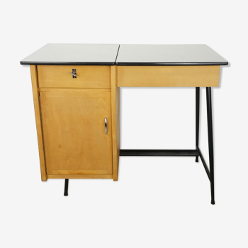 Bureau années 50 en bois métal et formica