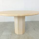 Round Italian travertine dining table 1970s