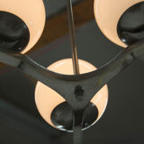 Nickel-plated three flamming functionalist chandelier, 1930s