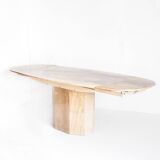 Vintage dining table with travertine extensions. Italy, 1990s