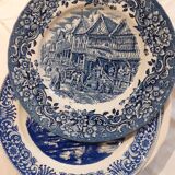 Suite de 6 assiettes rétro bleu indigo