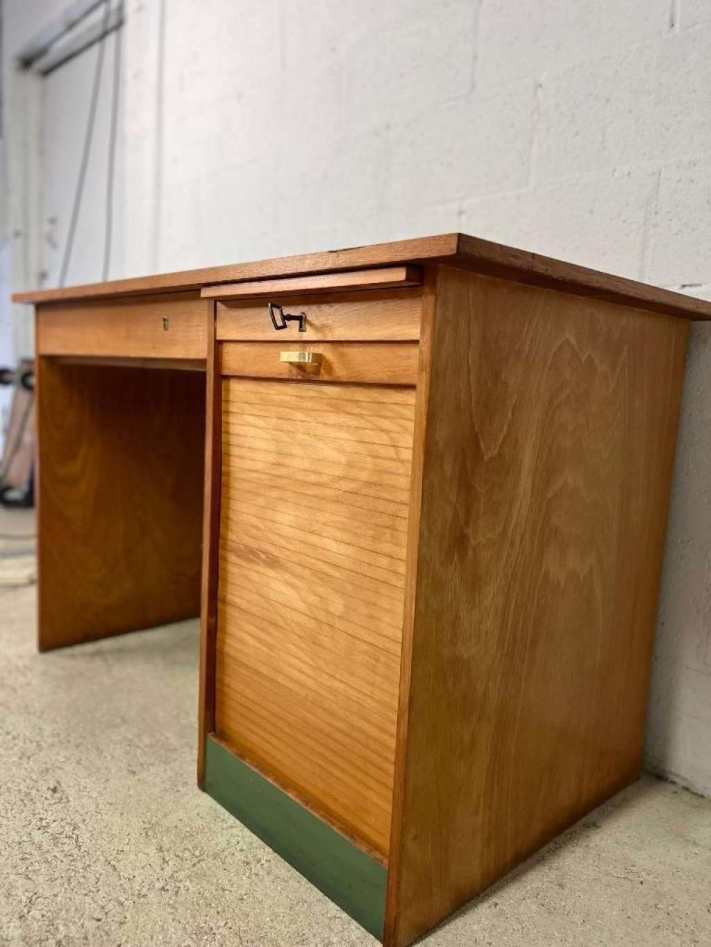 Vintage desk with rolling doors