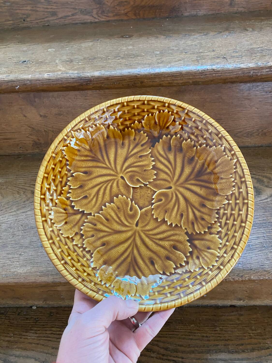 Gien slipware compote dish