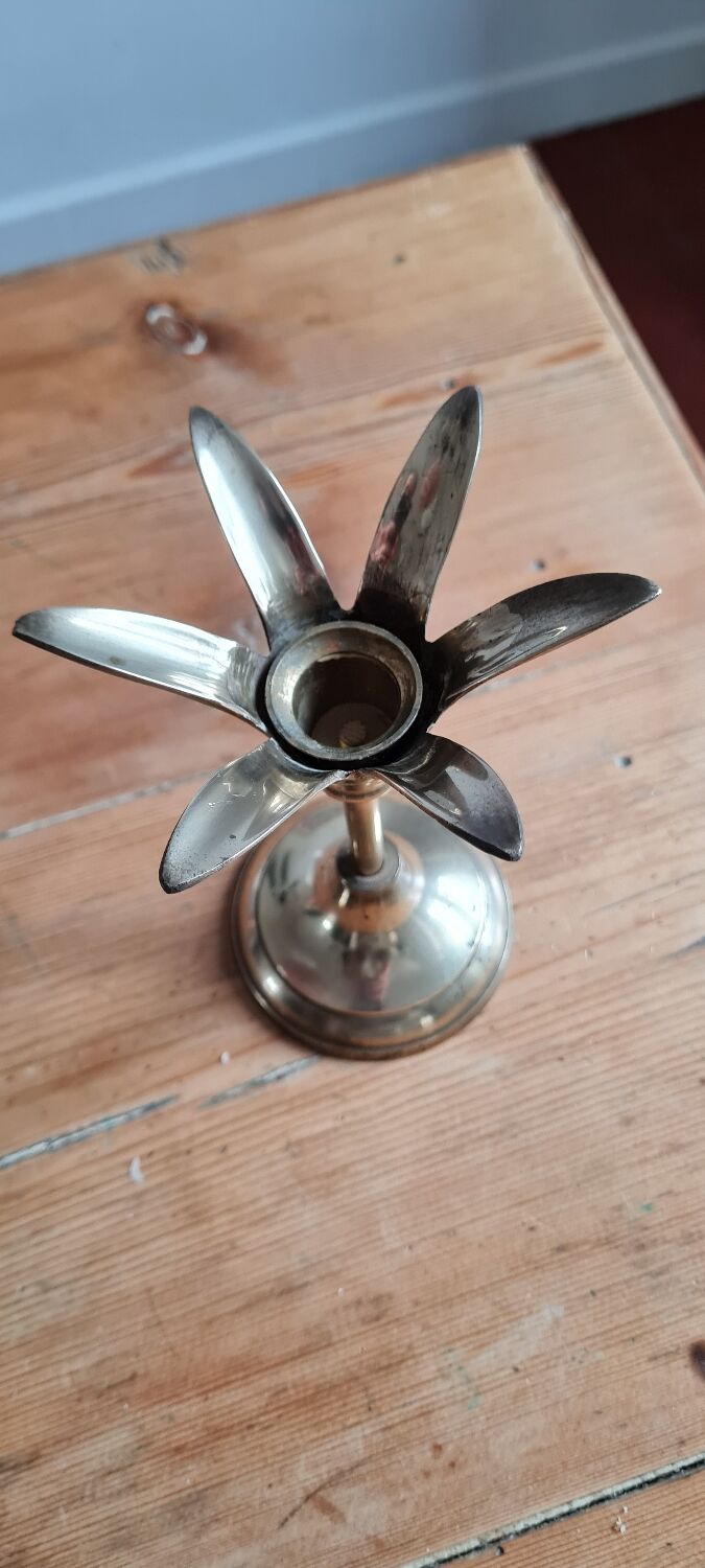 Brass flower candle holder