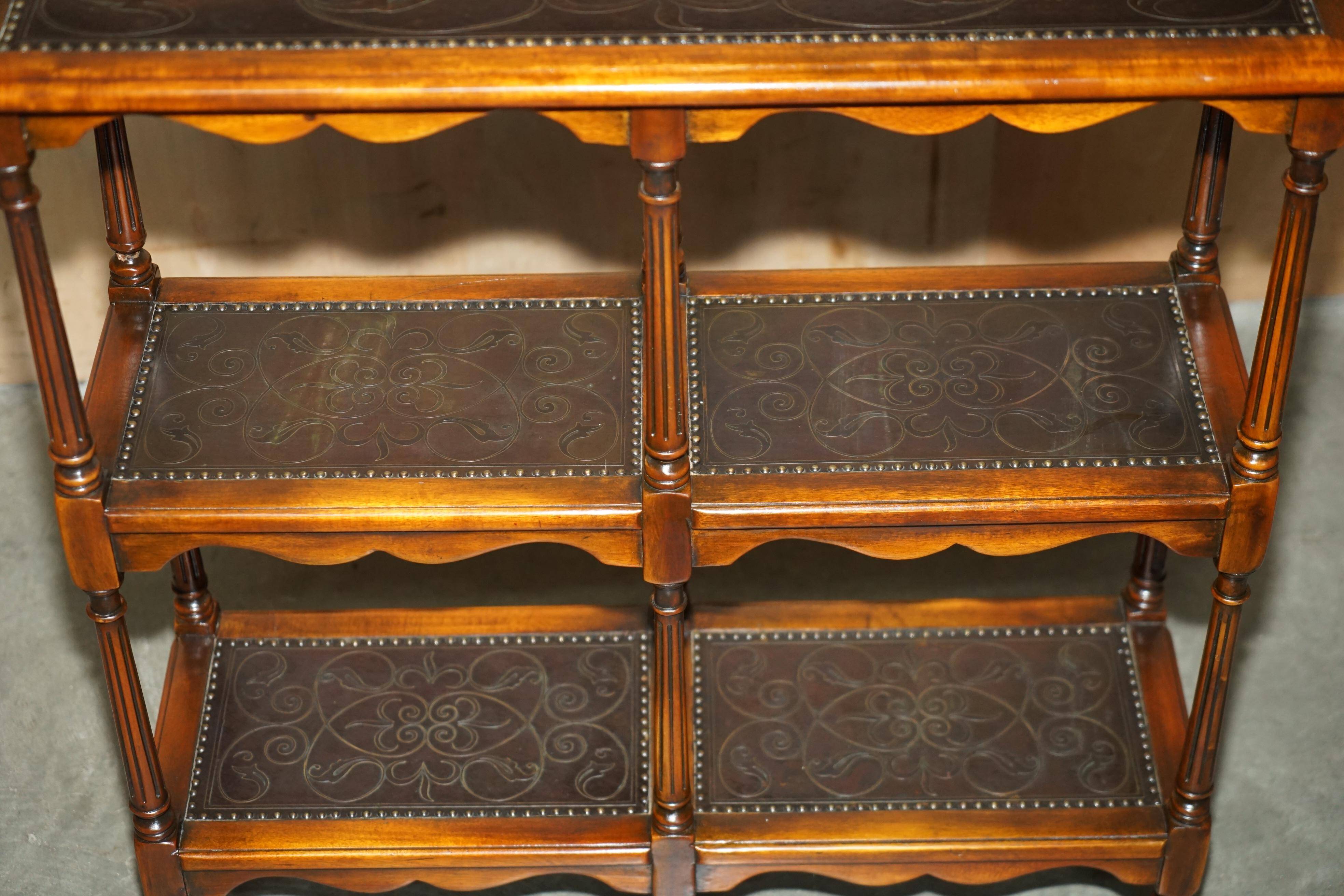 Theodore Alexander bookshelf shelf, solid wood, embossed leather.