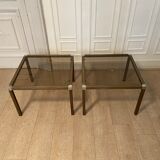 Side tables in striated gilded metal