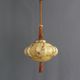 Art Deco Hanging Light with Wrapped Stem, Marble Effect, Metal and Brass - 1930s