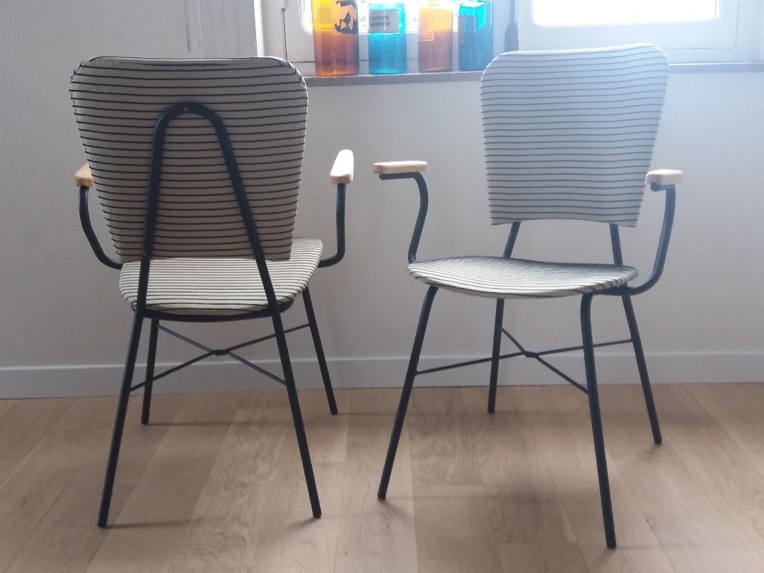 Pair of striped armchairs