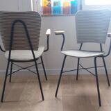 Paire de fauteuils rayés