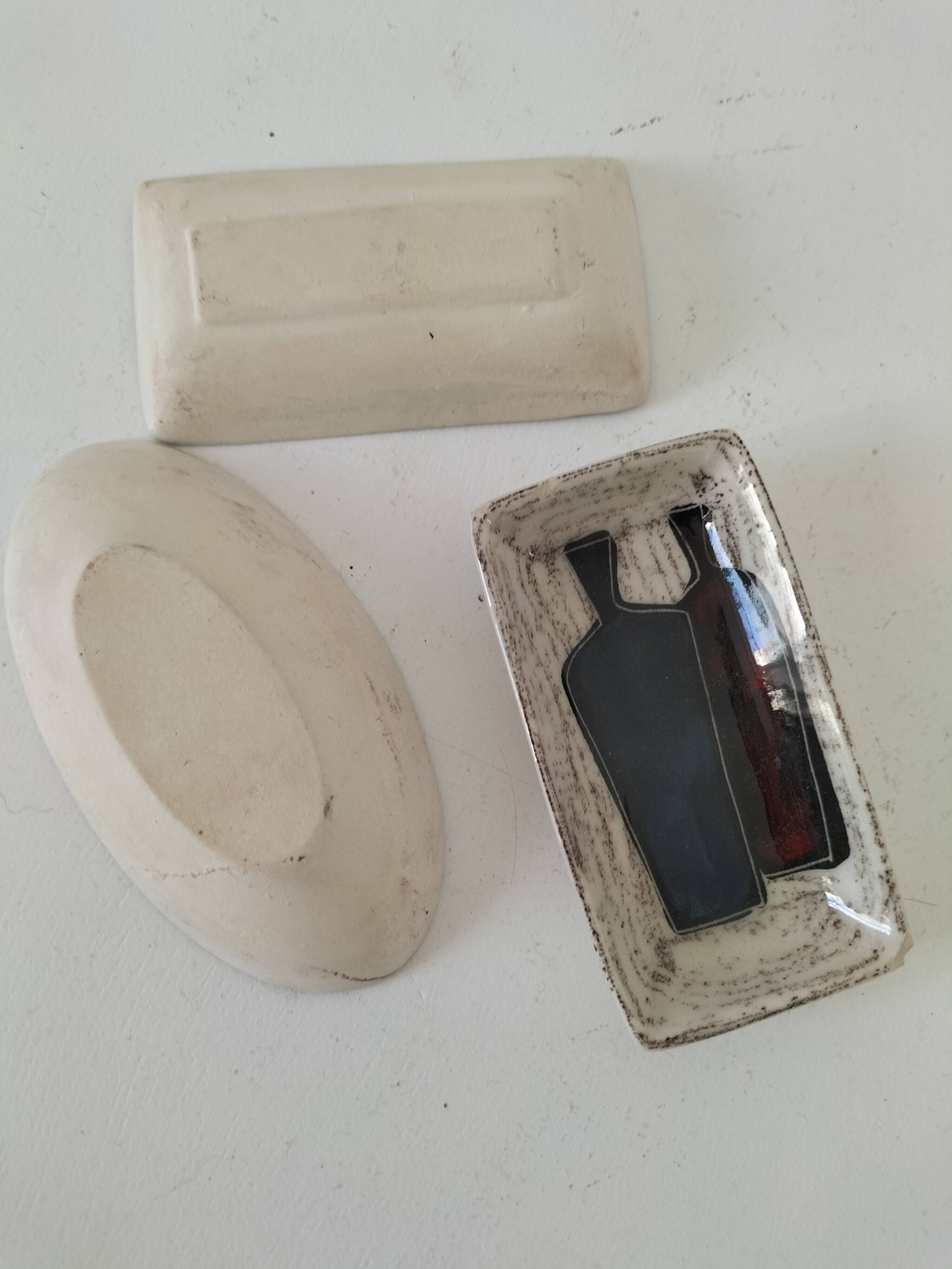 Trio of decorative glazed ceramic bowls – Italy, 1960s