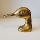 Coat rack wall hook carved brass handle duck head