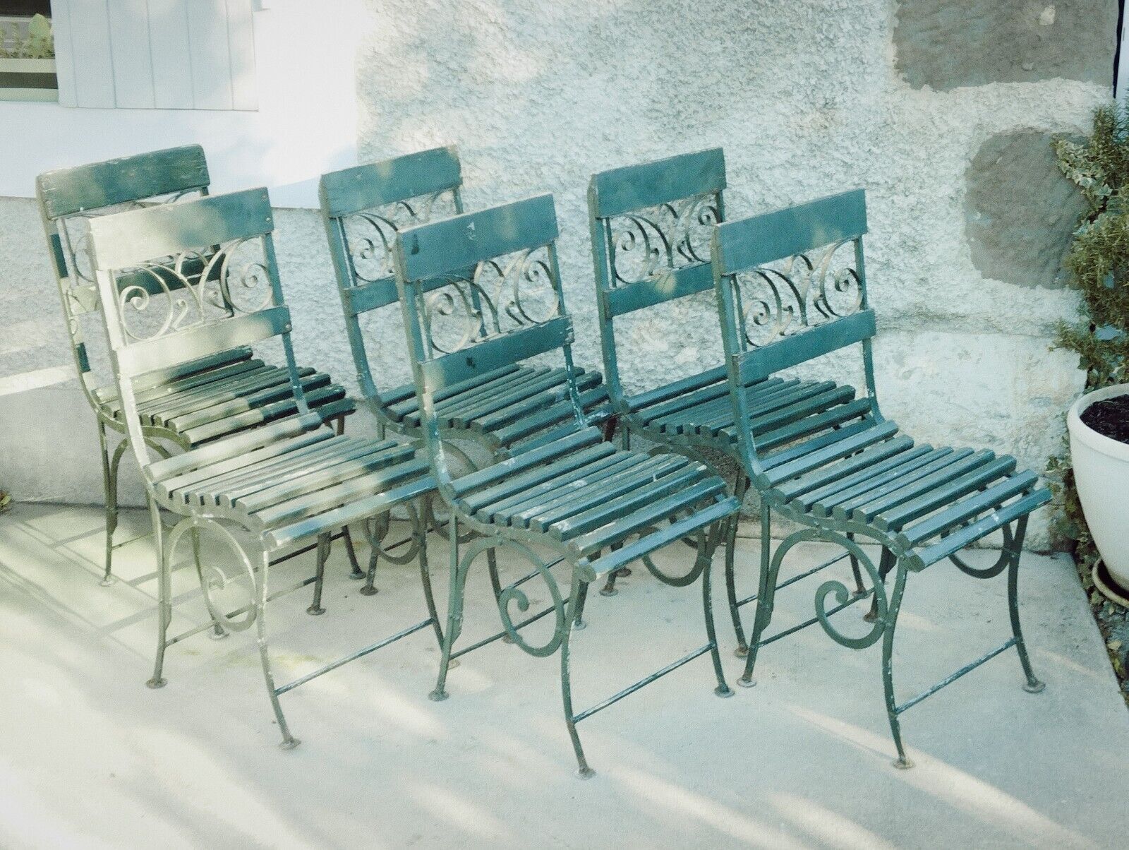 Garden furniture set with 6 chairs, known as Vichy? Art Nouveau 1880?