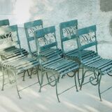 Garden furniture set with 6 chairs, known as Vichy? Art Nouveau 1880?