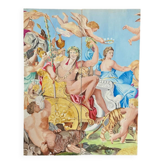 Diptyque baroque on canvas - The Triumph of Bacchus and Ariadne