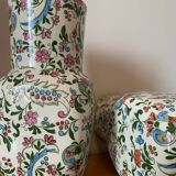 Luneville earthenware pot vases with flower pattern