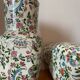 Luneville earthenware pot vases with flower pattern