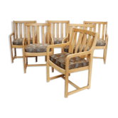 Serie de six fauteuils en chêne des années 1950/1960