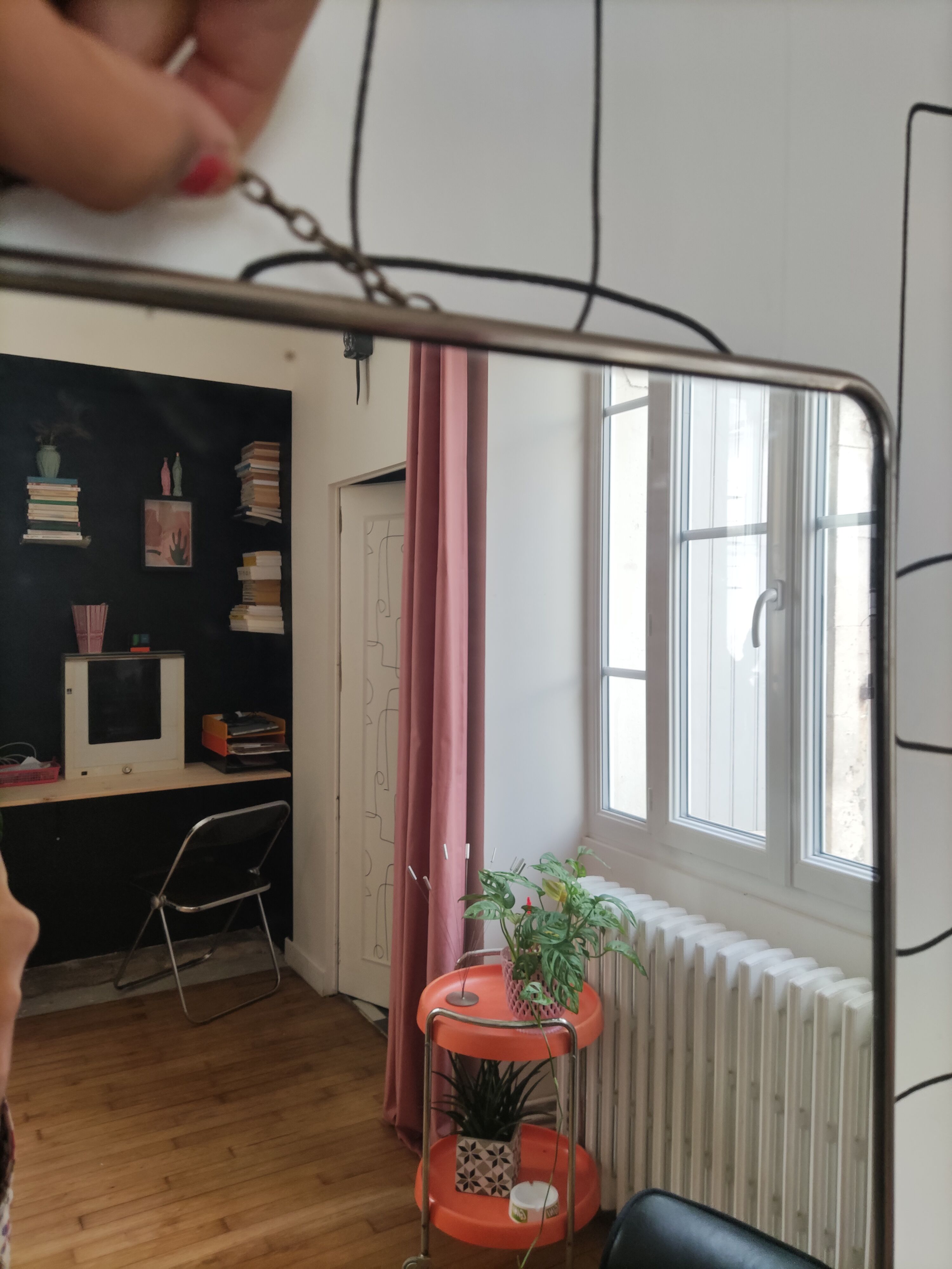 Metal barber mirror, 40x30 cm