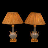Pair of lamps in celadon porcelain and bronze, circa 1880