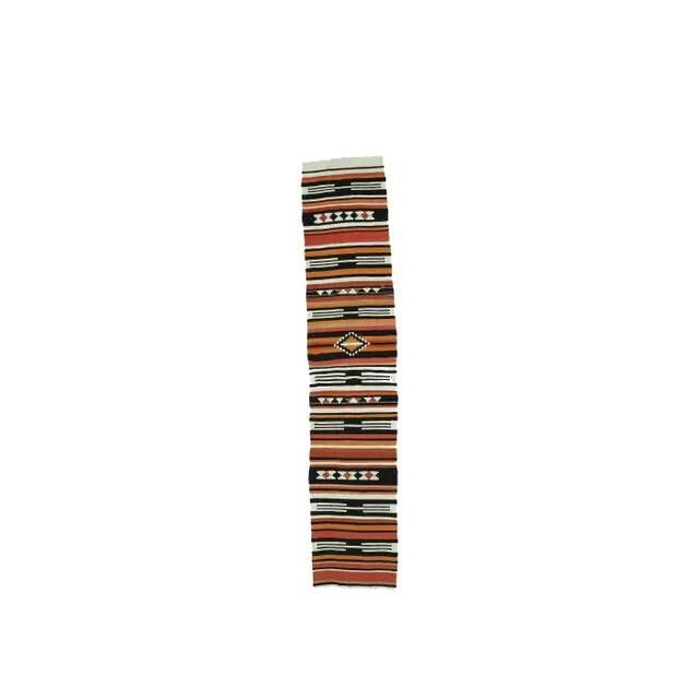 Vintage Turkish Oushak handmade wool cotton orange kilim runner rug 60x295