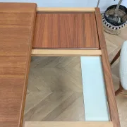 Scandinavian teak dining table with extensions