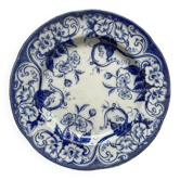Plat rond en terre de fer Flora Creil et Montereau fin XIXe
