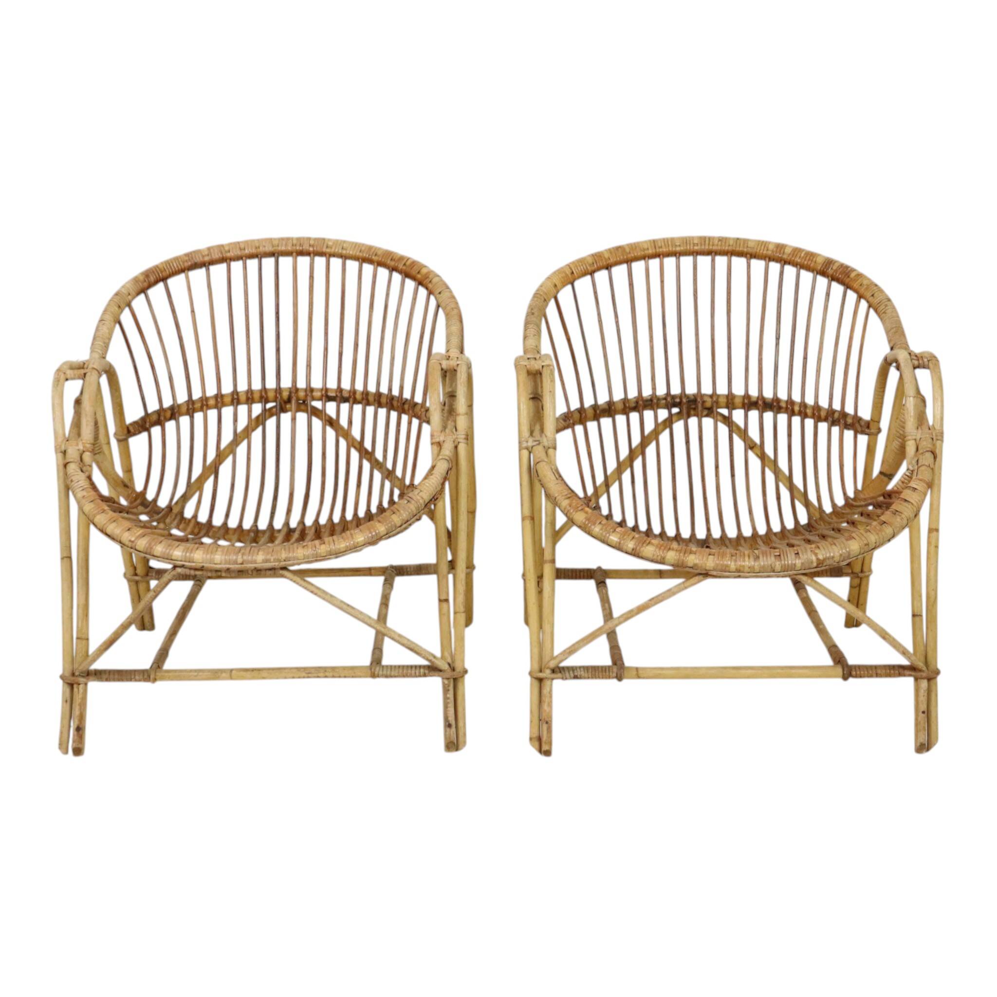 Pair of rattan armchairs, France 1960s