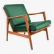 Fauteuil scandinave restauré, icône des années 60, velours