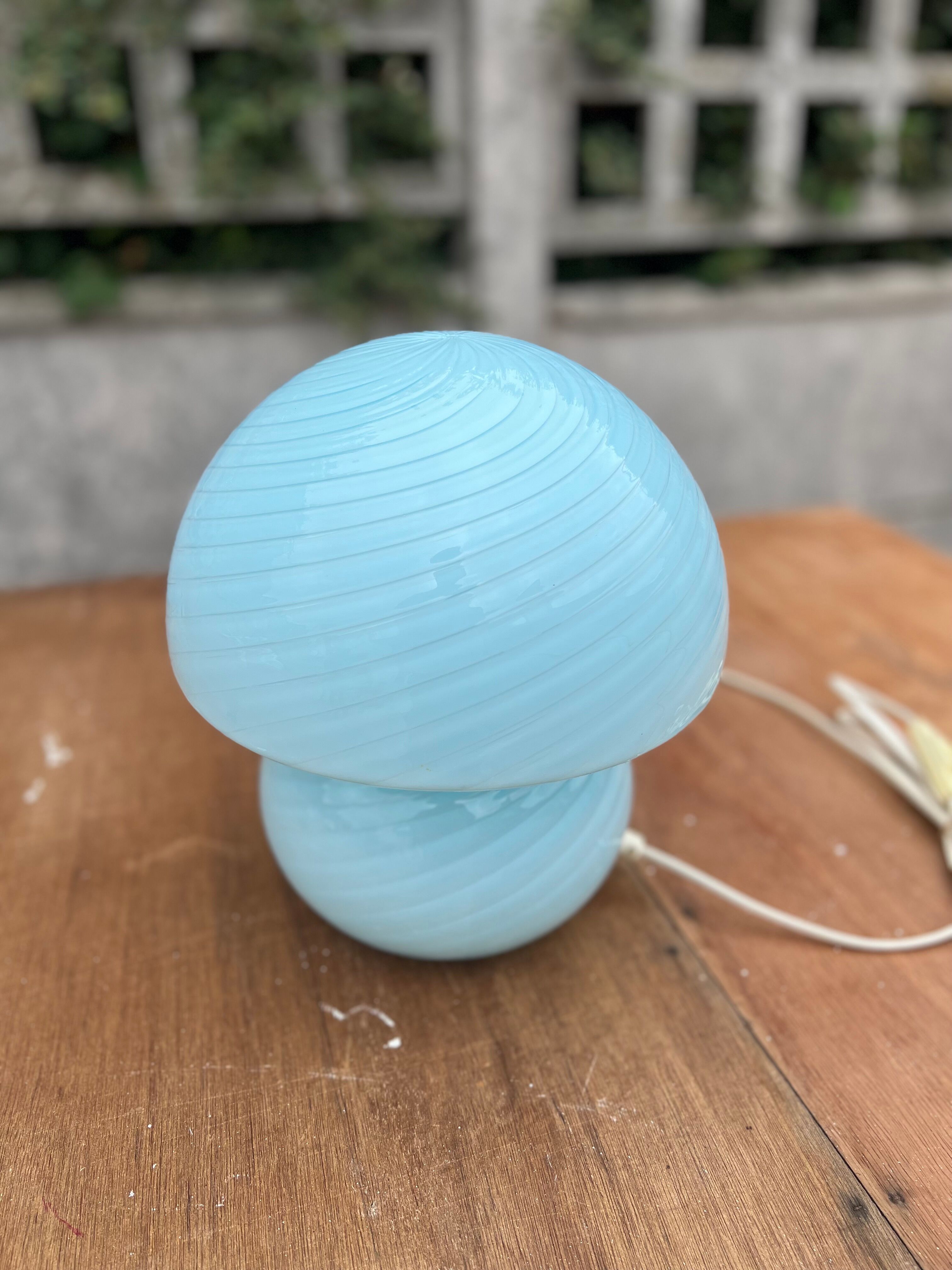 Mushroom lamp whirlpool blue Murano glass