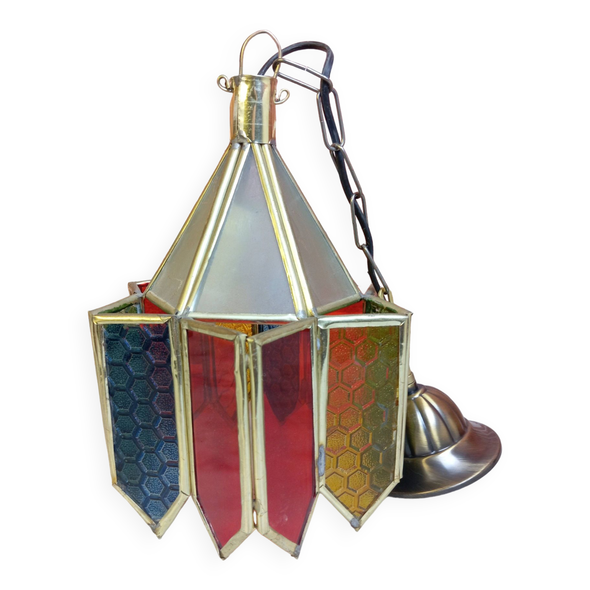 Glass and metal chandelier