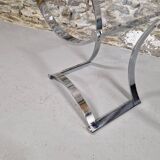 Paul Legeard designer coffee table in smoked glass and chrome