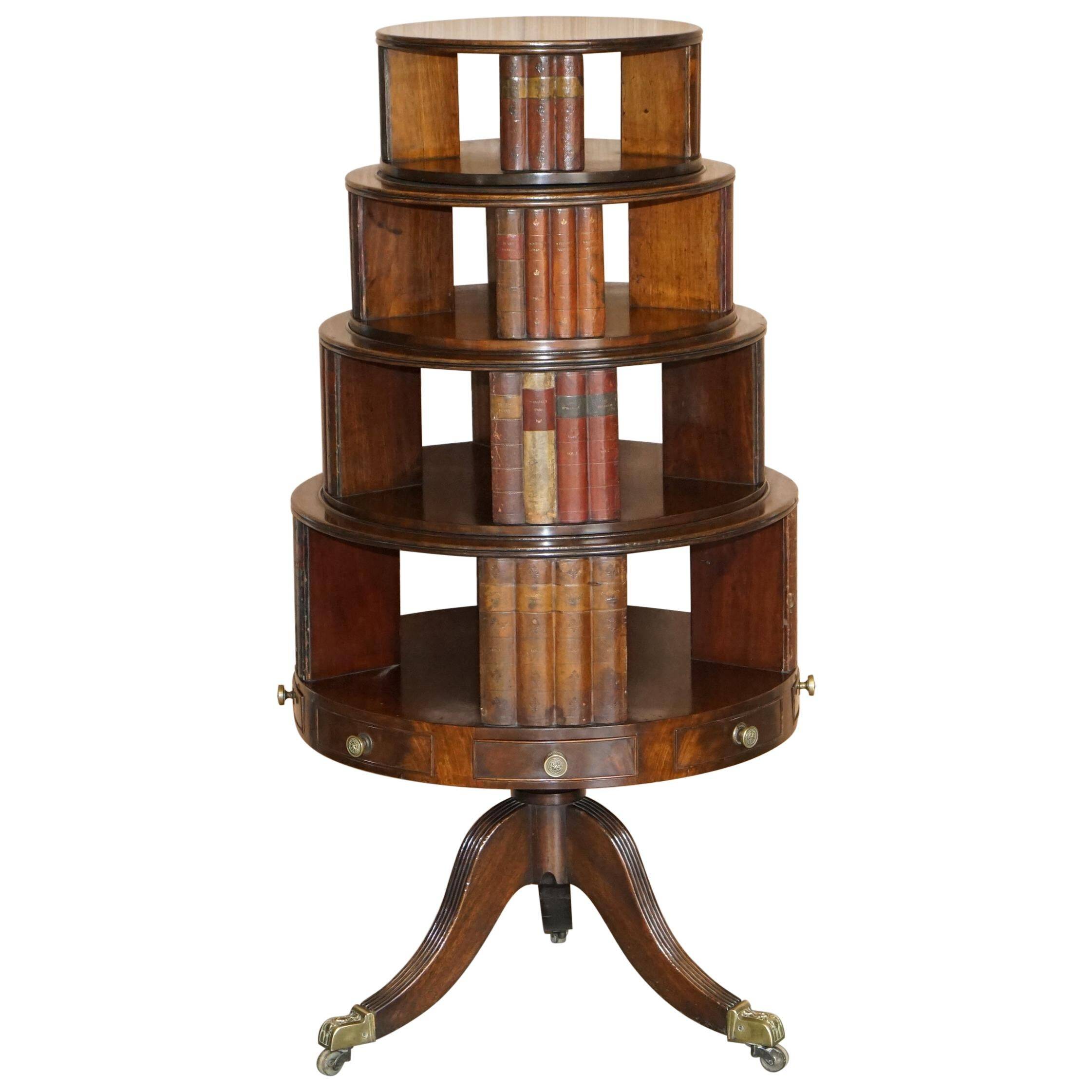 Restored hardwood revolving library circa 1810 Regency