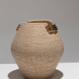 Ovoid vase in textured earthenware, 1940s