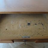 Vintage modernist desk - 5 drawers - shelf - 1950s - closure mechanism