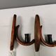 A set of old wall lamps in walnut.