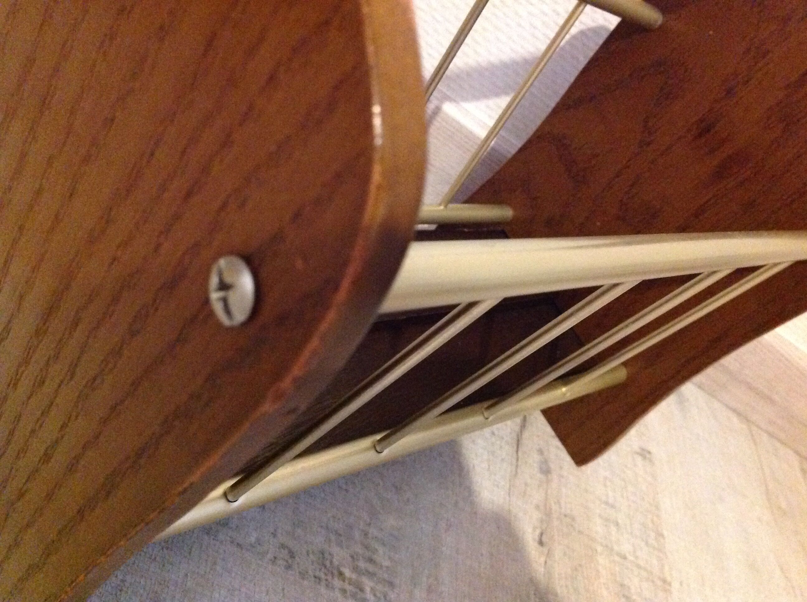 Magazine holder in gilded metal and wood imitation teak / vinatge 60s-70s